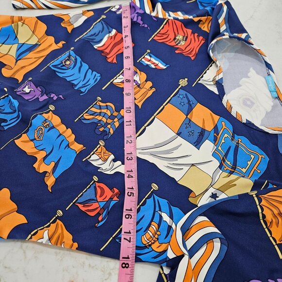 J. McLaughlin Top Medium Catalina Nylon Stretch Flag Print Maximalism - Picture 9 of 9